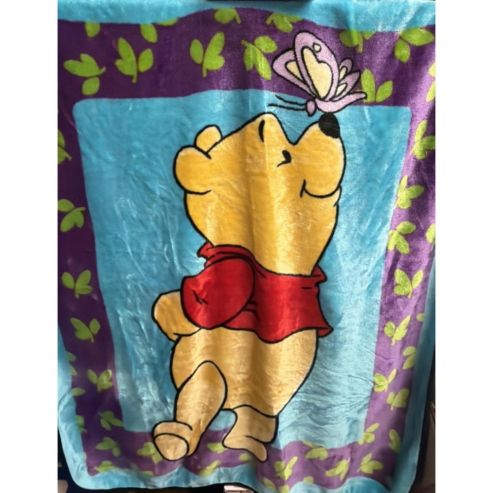VINTAGE Y2K WINNIE THE POOH FLEECE THROW BLANKET 36x44
